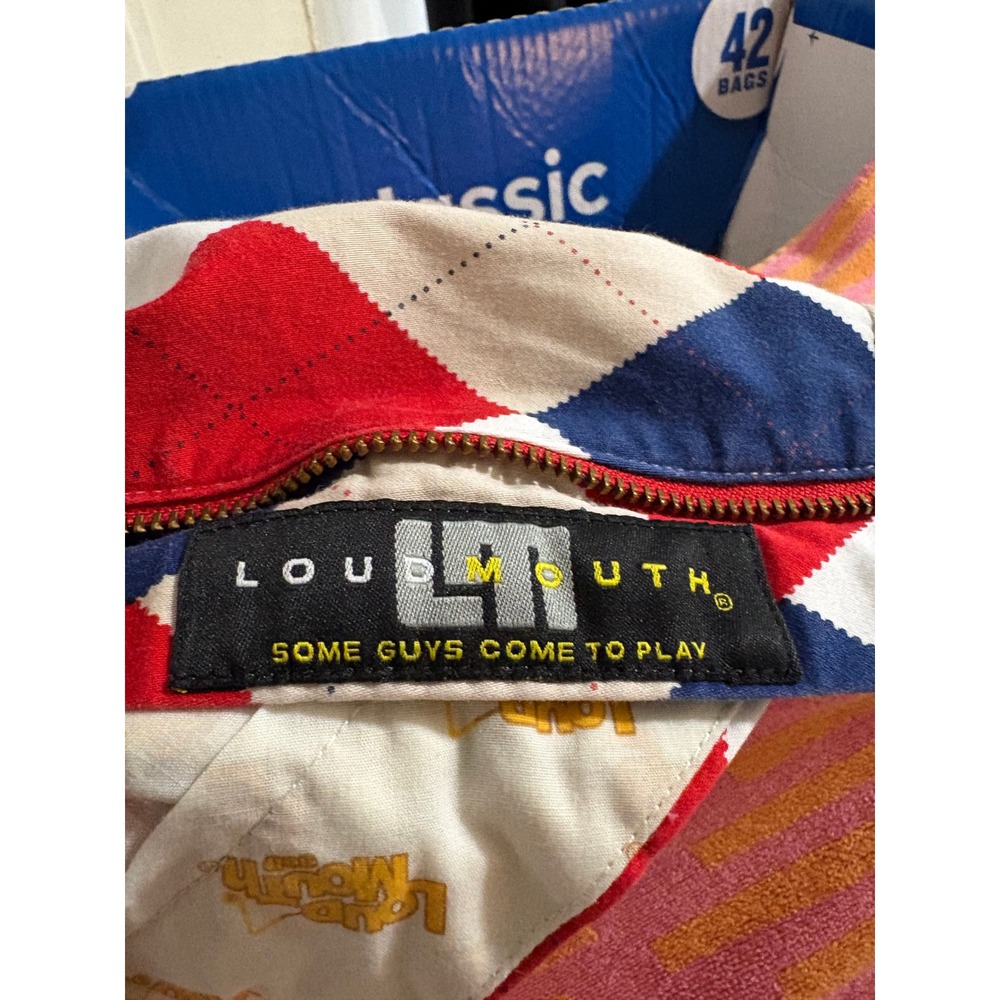 Loudmouth Golf Mens Argyle Shorts Red White‎ Blue Cotton Stretch Size 44
